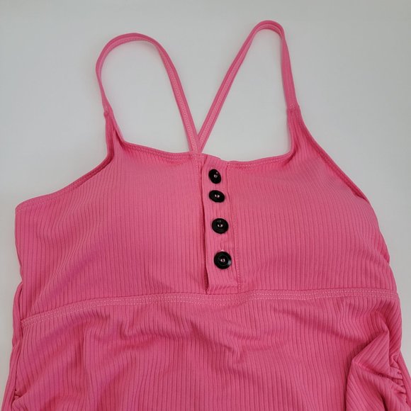 Summer Mae Maternity Swimsuit One Piece Bathing Suit Button Neck Cross Back NWT - Picture 8 of 13